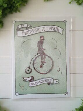 Boutique Vintage French Birthday Card Bicycle Old Pal Humor NWT